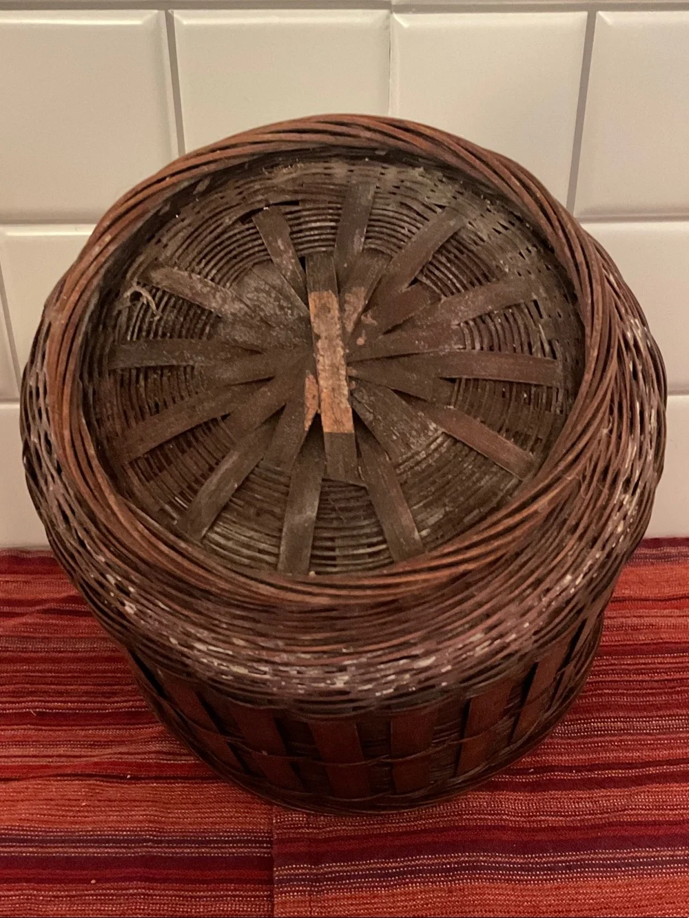 Handwoven Brown Rattan Storage Basket - Classic Home Accent 7”